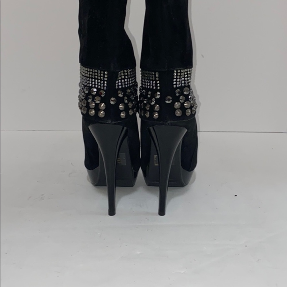 Nancy Li Rhinestone Black Suede Heel - Picture 7 of 8